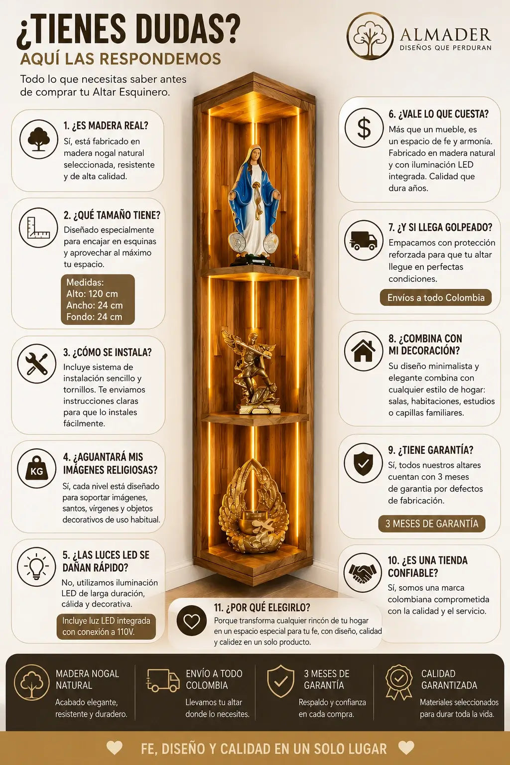 Altar Esquinero en Madera Nogal