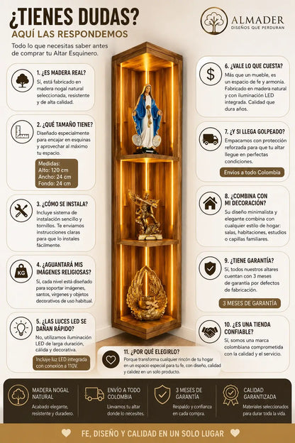 Altar Esquinero en Madera Nogal